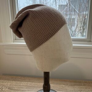 Portolano Taupe Beige Knit Slouch Beanie Cap Hat Natural Fibers NEW with Tags